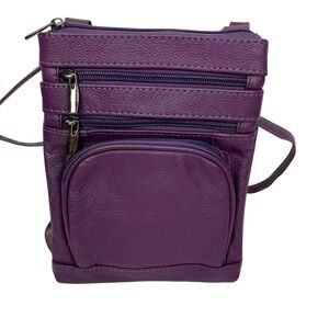 Unbranded Organizer Crossbody Purple Faux Leather Handbag